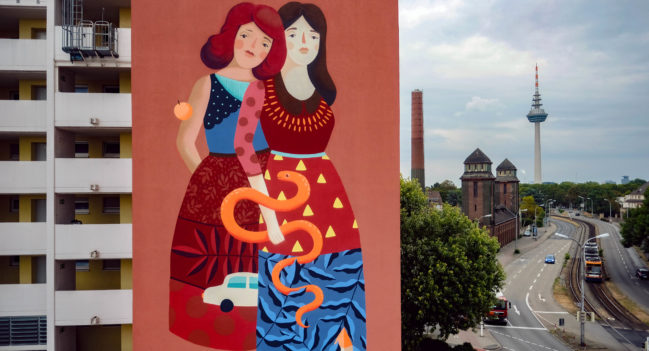 FRAU ISA MURAL für STADT.WAND.KUNST 2018 in Mannheim