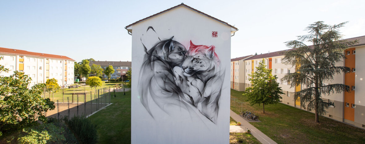 Das fertige Mural Whisper von SATR für Stadt.Wand.Kunst